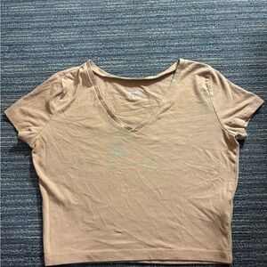 Tan V-Neck Women's Top